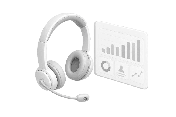 3D operator headset with call dashboard illustration
