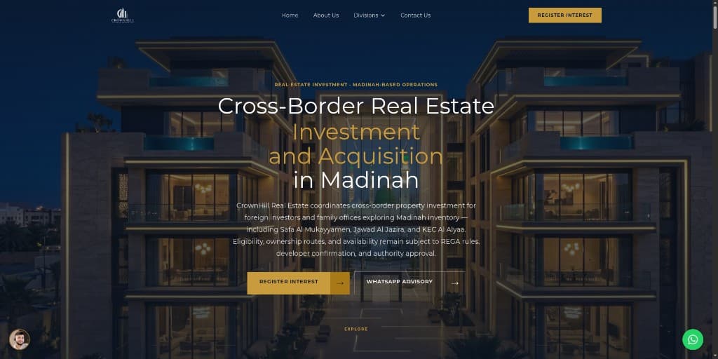 CrownHill Real Estate division landing page